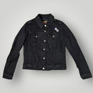 Levi's Women Slim Fit Original Trucker Jeans Jacket Inside Pockets Black sz S